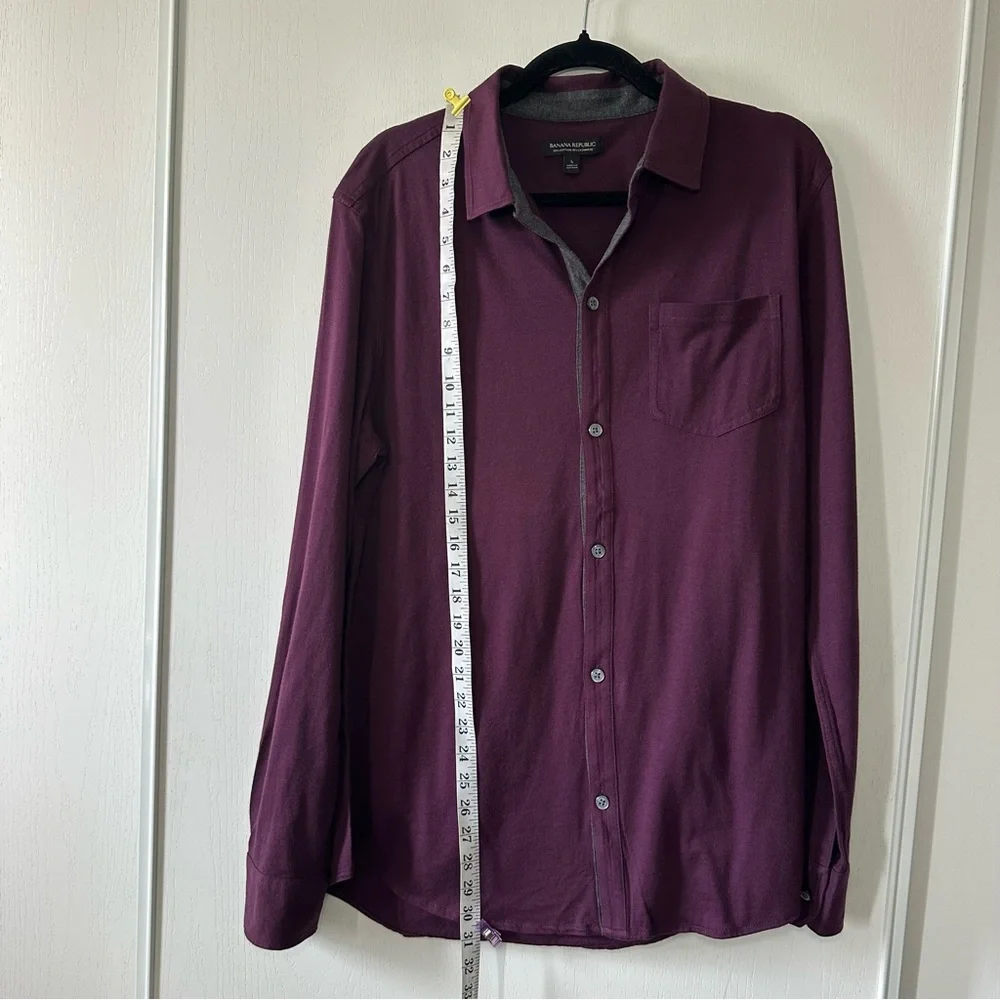 Banana Republic Men's Purple 90% Cotton 10% Cashmere Button-Up L/S Shirt- Large